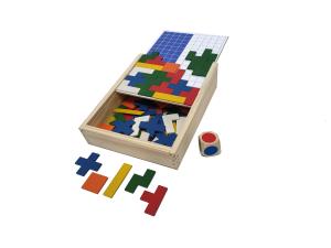 Poliminos tabuleiro com 90pc em madeira e dado - Jott Play