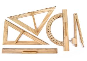 Kit Desenho Geometrico 5 pecas madeira - Jott Play