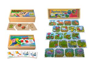 Kit Memoria Ingles e portugues, Numeros e quantidades, Sequencia logica Animais - Jott Play