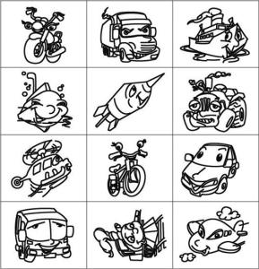 Carimbos Meios de Transportes Animados (12 pecas) - Jott Play